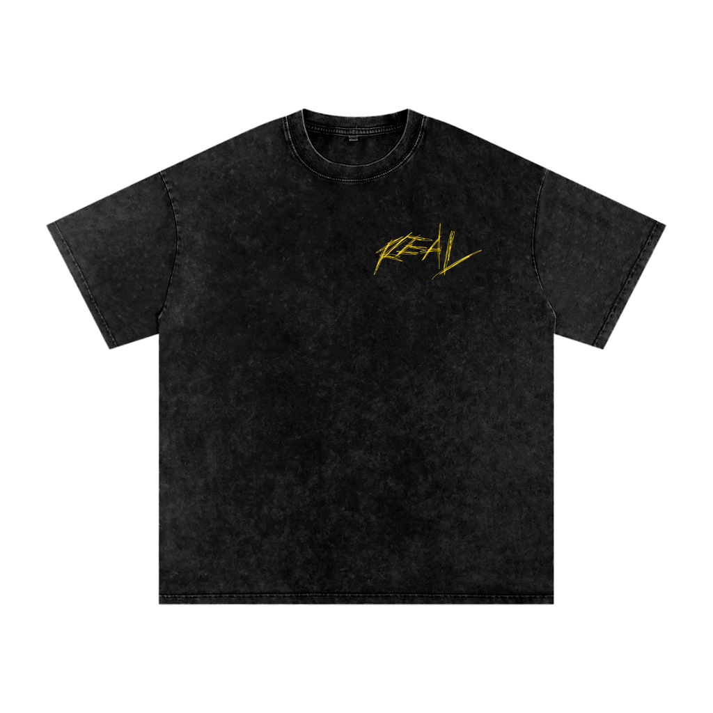 REAL Vintage Wash Tee Yellow Logo